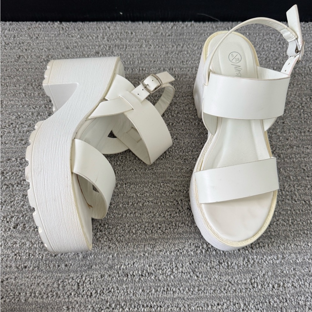 Nasty Gal Cream Platform Sandals